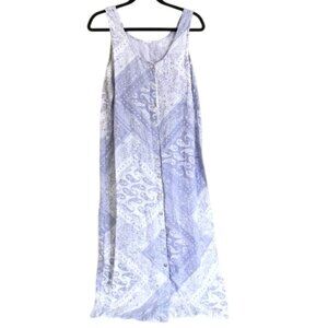 TJX 100% Linen Paisley Print Sleeveless Button Front Dress Size M